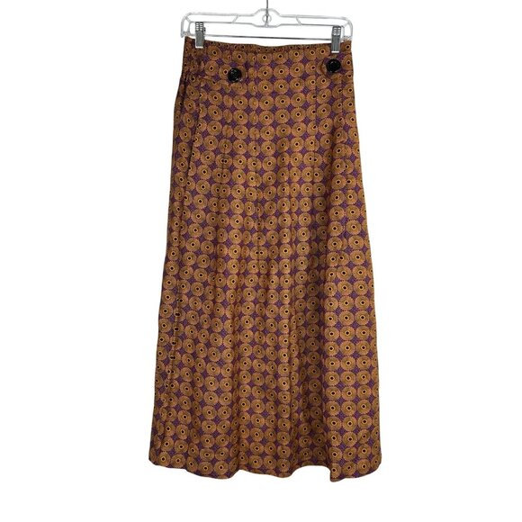 Corey Lynn Calter Women's XS Purple & Orange Floral Elastic/Button Maxi Skirt - Picture 8 of 15